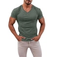 thumbnail image 2 of longantii Henley Shirts for Men Cotton Henley Tshirt Basic Loose Quick-Dry Shirts Polo Stylish Athletic Tees Work Vacation Outfits Army Green XXXL, 2 of 5