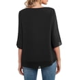 thumbnail image 4 of Giftesty Womens Plus Size Fashion Womens Casual Round Neck Loose Tops 3/4 Sleeve Chiffon Blouse Shirt Tops, 4 of 5