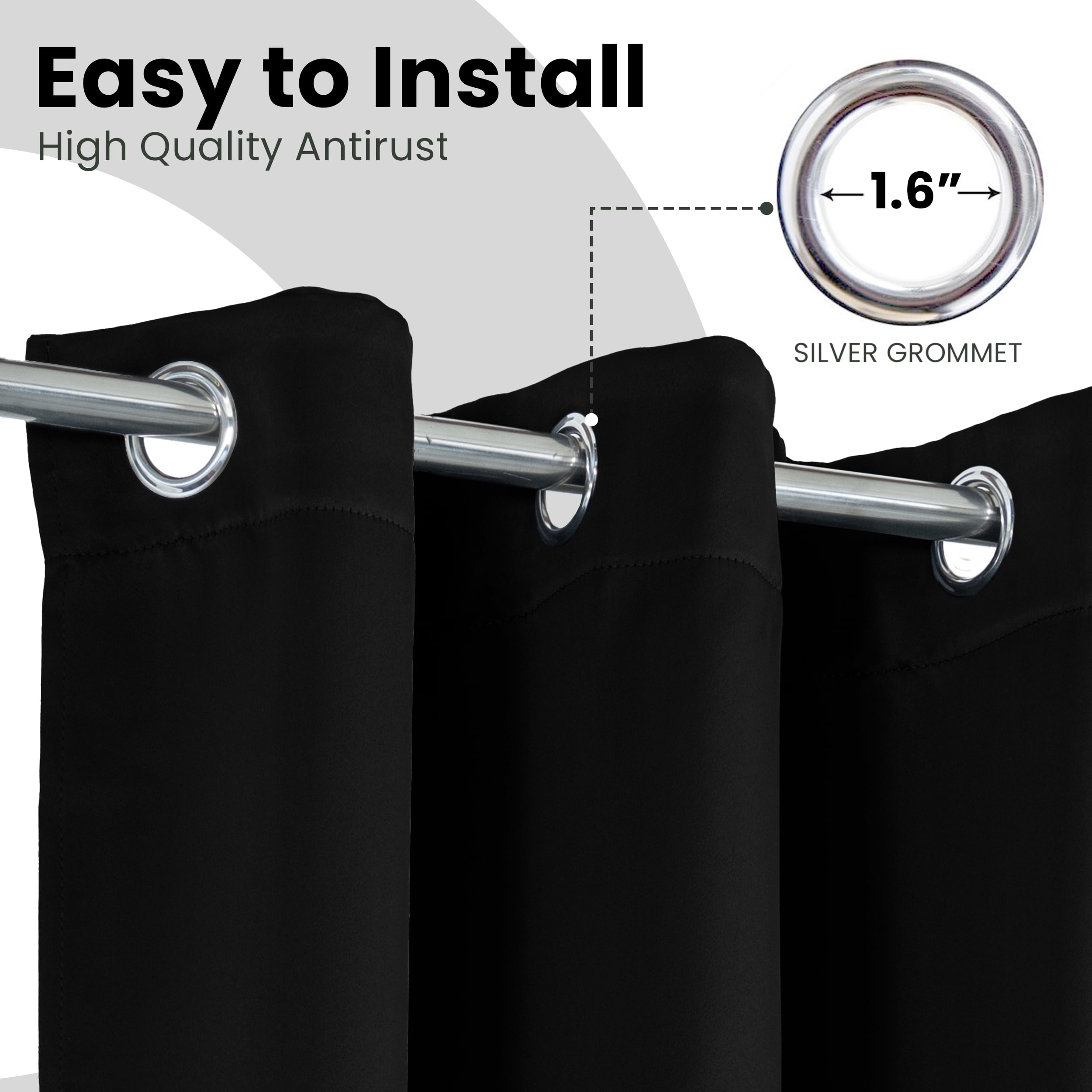 Lux Decor Collection Blackout Curtains for Living Room, Set of 2 Curtains for Bed Room , Thermal Insulated Blackout Curtains - 42"x84" - Black