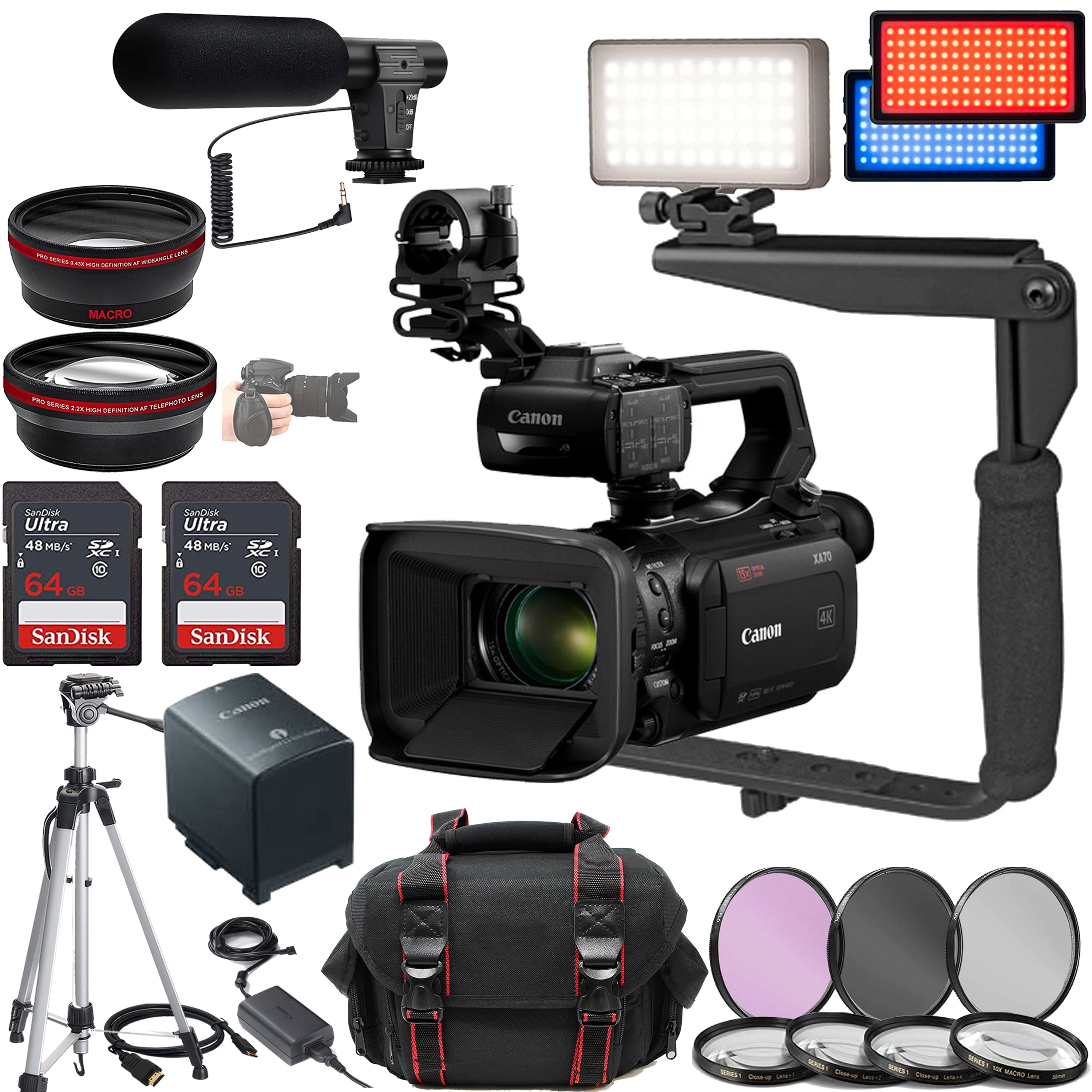 Canon XA70 UHD 4K30 Camcorder with DualPixel Autofocus w/ 2X 64GB