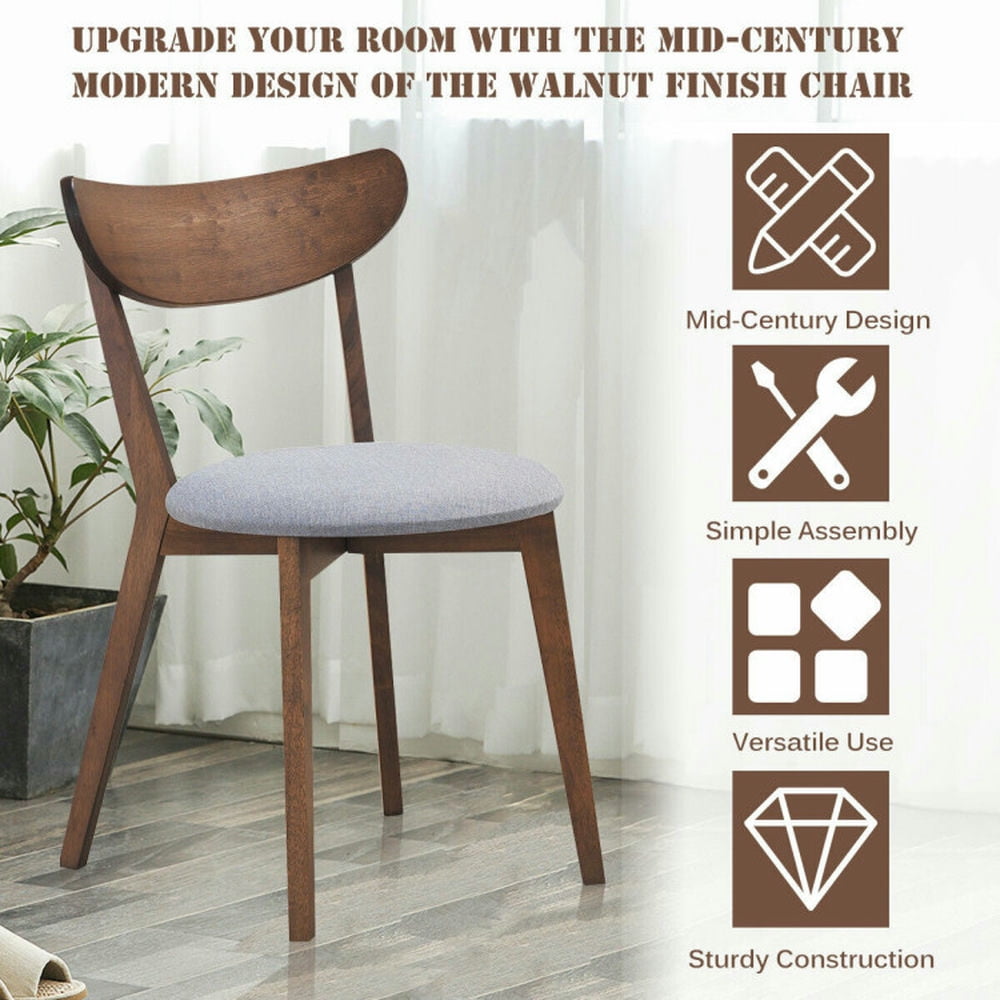 Demi Bonn Set of 2 Dining Chairs Upholstered Curved Back Side for Dining Room Living Room, Brown