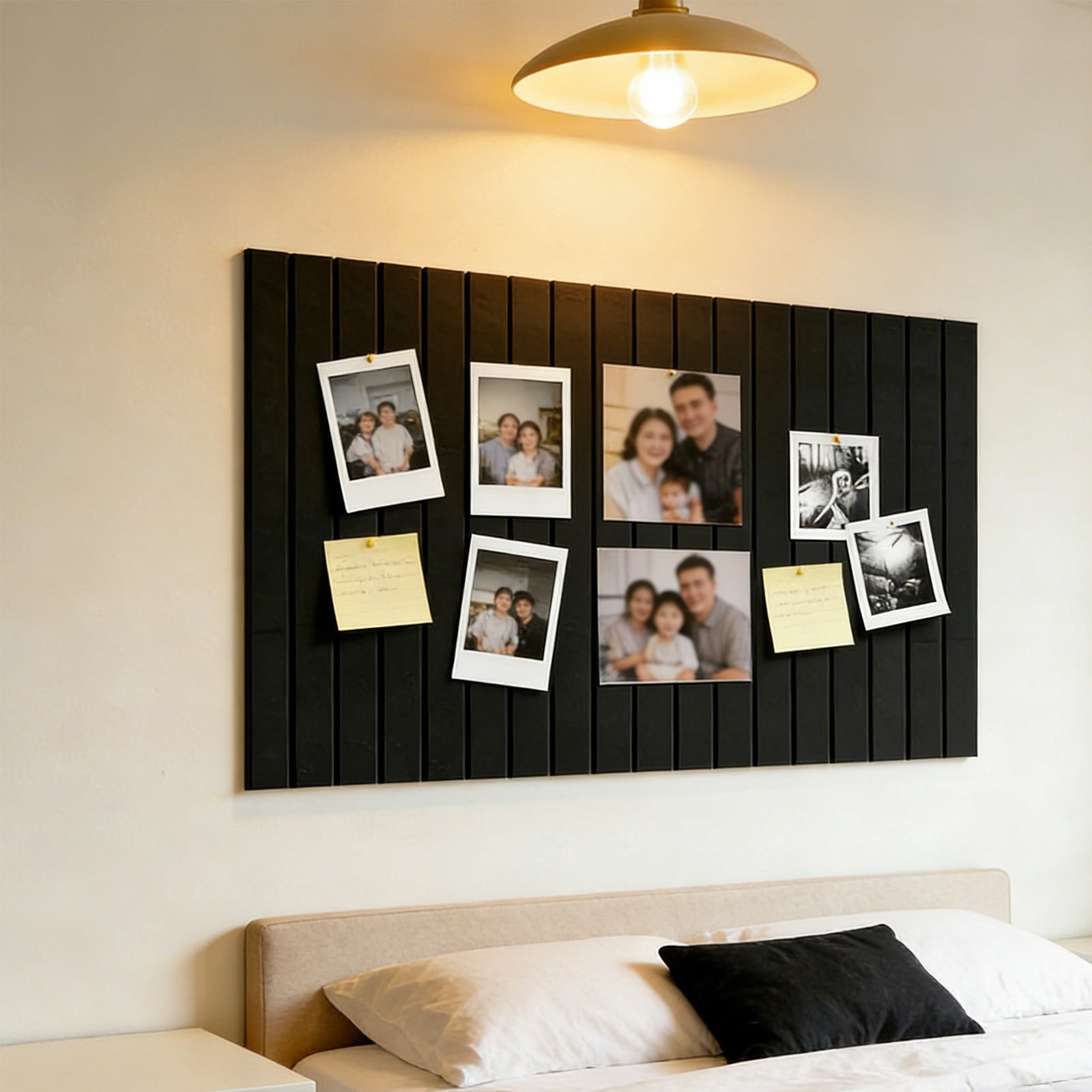 Bulletin Board 6 Pack, Perpendicular Fluted Fabric, Peel and Stick, No Nails, Photo Note Pin Board for Home Office Living Room Entryway