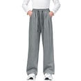 thumbnail image 5 of OGLCCG Girls Sweatpants Wide Leg Drawstring Baggy Kids Joggers Pants Open Bottom Teen Athletic Trousers with Pockets Size 4-16, 5 of 6