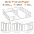 thumbnail image 5 of Miniyam Double Twin Floor Bed for Kids, Wood Bed Frame with Guardrails, Low Profile Design, White, 5 of 8