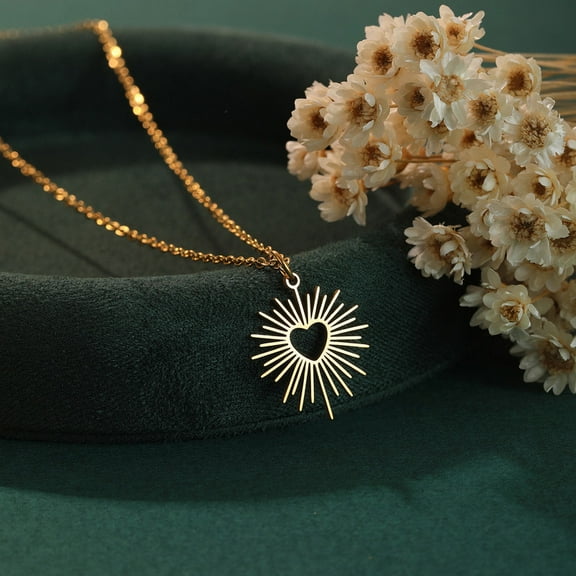 Stainless Steel Heart Shape Sun Pendant, Sun Pendant Charm, Sun Necklace Charm Pendants for Jewelry Making