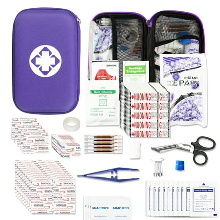 First Aid Kit Emergency Kit Camping Essentials Car-Home Purple First-Aid Bag - 277 Piece Emergency Supplies Hiking First Aid Kit for Backpack Survival Kits for Disaster Preparedness YIDERBO