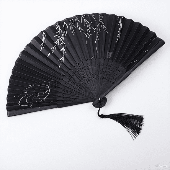 1pcs - Chinese style black vintage hand fan folding fan Chinese dance party folding fan