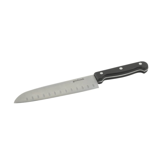 GoodCook 7" High-Carbon Stainless Steel Full-Tang Santoku Knife, Silver/Black