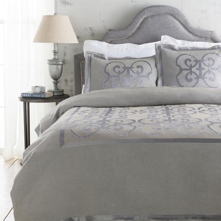 Metallic Silver and Stone Gray Royalty Decorative Linen ...