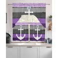 thumbnail image 2 of Coastal Anchor Kitchen Curtains Sets 36 Inch Length with Valance, Purple Gray Gradient Vintage Wooden Grain Swag Valances and Tiers Curtain Set Drapes Swag Curtains for Living Room, Bathroom, Bedroom, 2 of 6