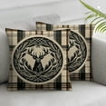 thumbnail image 3 of nygtbtfer Woodland Animals Pillow Cover,Lodge Cabin Checkered Buffalo Plaid Cushion Case Eagle Bear Wolf Throw Pillow  Country Pine Tree Branch Rustic Elk Deer Farmhouse Decor White, 3 of 7