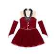 thumbnail image 5 of Zaldita Kids Girls Sparkle Figure Ice Skating Dance Dress Ballet Leotard Dress and Gloves Lyrical Jazz Modern Dancewear Burgundy 6, 5 of 7