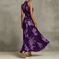 thumbnail image 2 of Women's Floral Halter Maxi Dress Fall Boho Print Wedding Guest Dress Flowy Chiffon Long Dress for Evening Party Vacation, 2 of 5