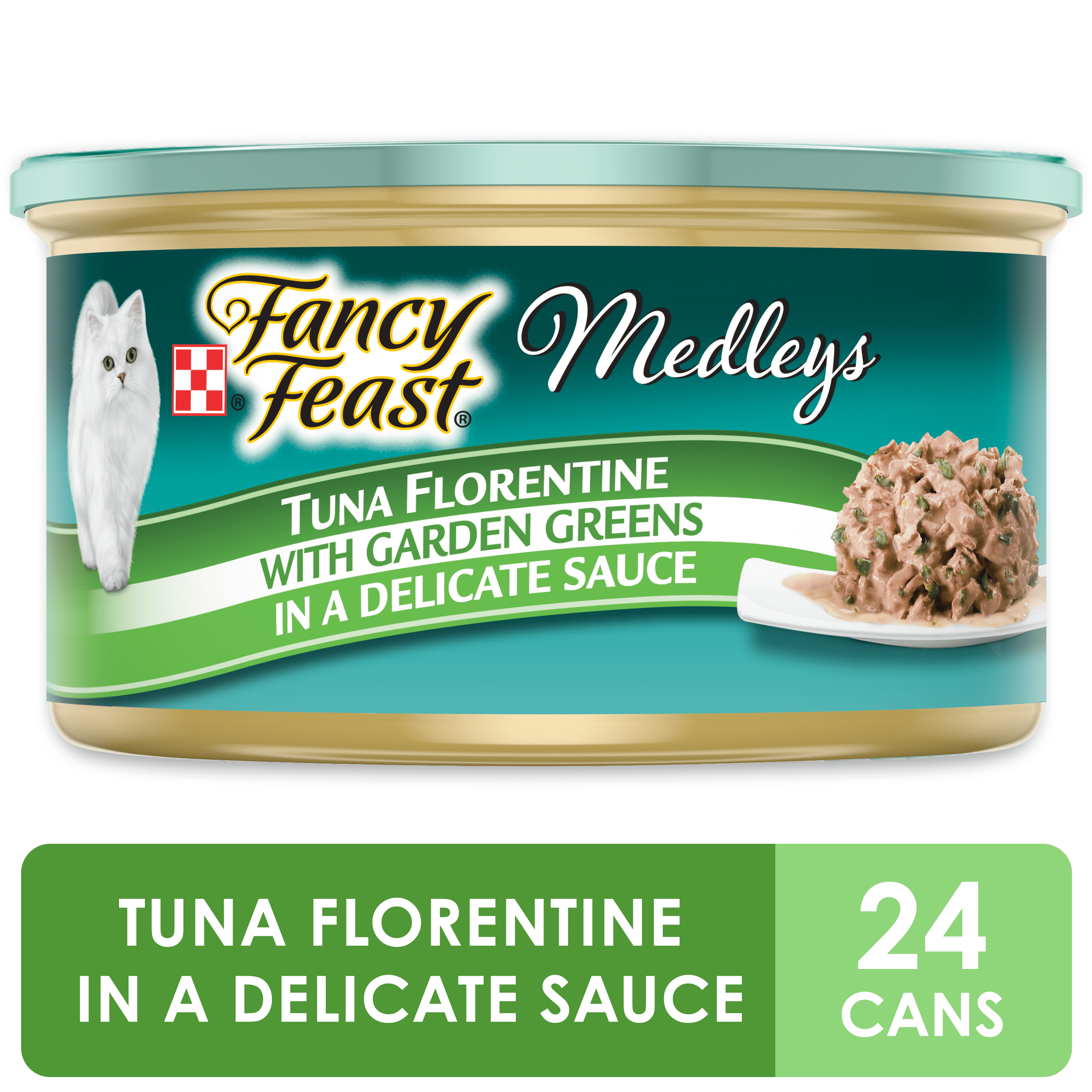 (24 Pack) Fancy Feast Wet Cat Food, Medleys Tuna Florentine With Garden