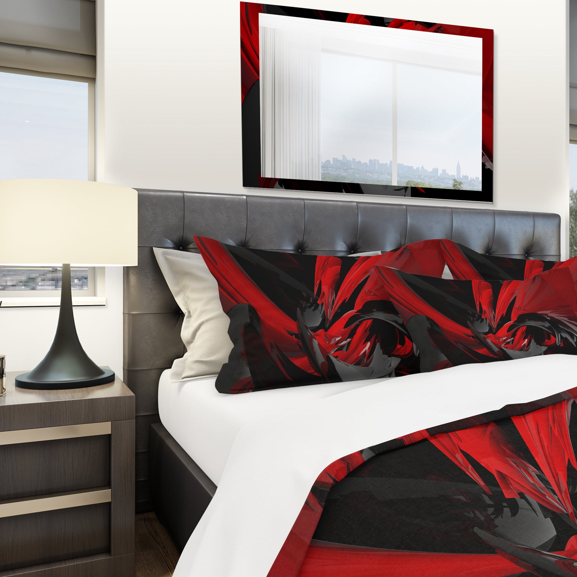 Designart 'Red and Grey Mixer' Modern & Contemporary Duvet Cover Set