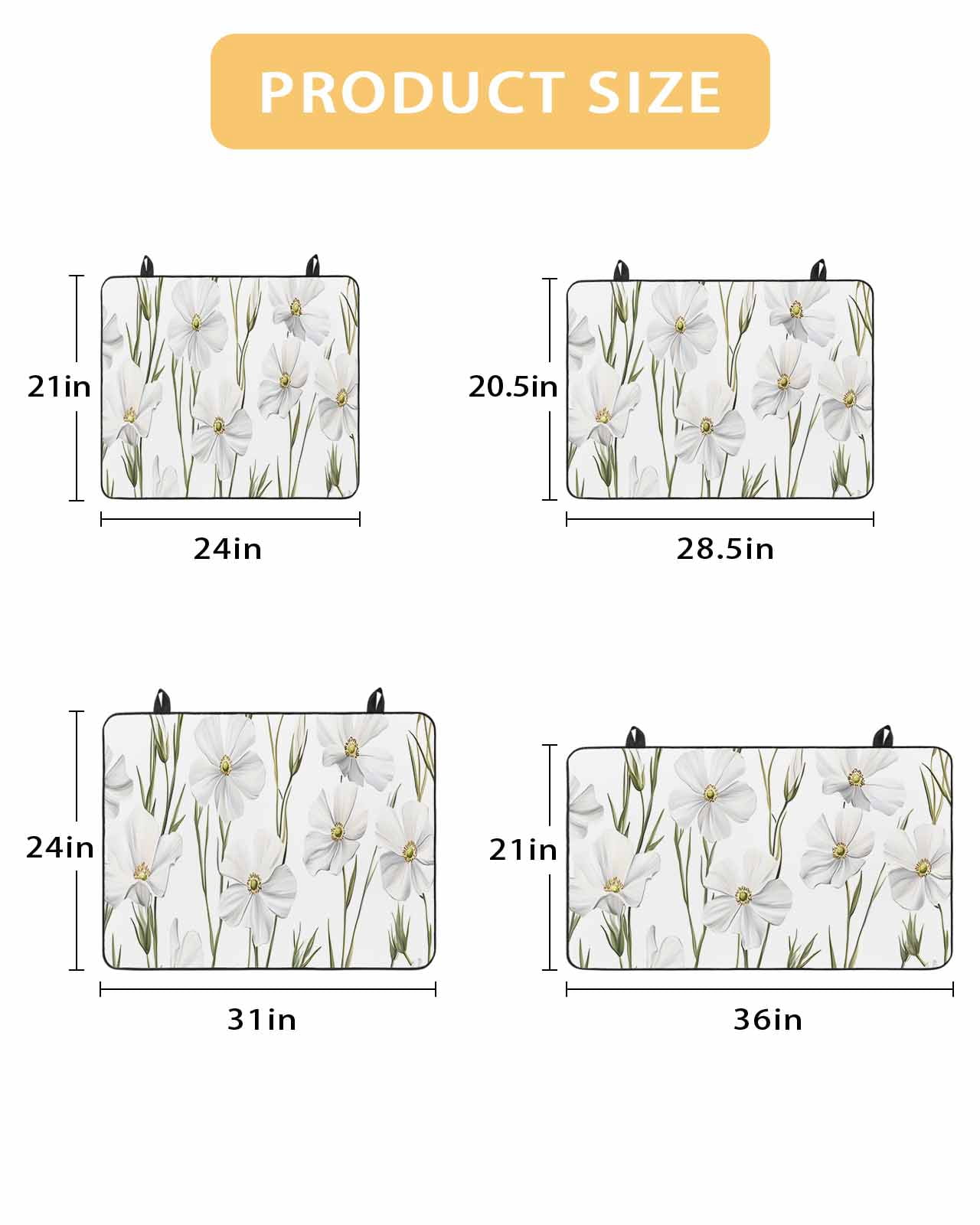nqOlkjepod Large Induction Cooktop Protector Mat 24"x21", White Floral Stove Top Covers for Electric Stove, Garden Floral Seasonal Botanical Blooms Stove Burner Cover Mats, Glass Top Stove Cover