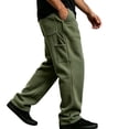 thumbnail image 3 of Men Soft Knit Cargo Sweatpants Sevevn Oversized Side Patch Utility Pockets Elastic Waist Wide Straight Leg Solid Loose Trousers For Street Sports And Daily Relax Wear, 3 of 8