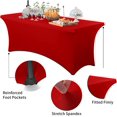 thumbnail image 2 of GFDYREE Spandex Tablecloth 4FT Stretch Table Cover Fitted Rectangular Tables, Universal Stretch Patio Table Cloth for Wedding, Banquet, Party and Event（Red, 4FT, 2 of 7