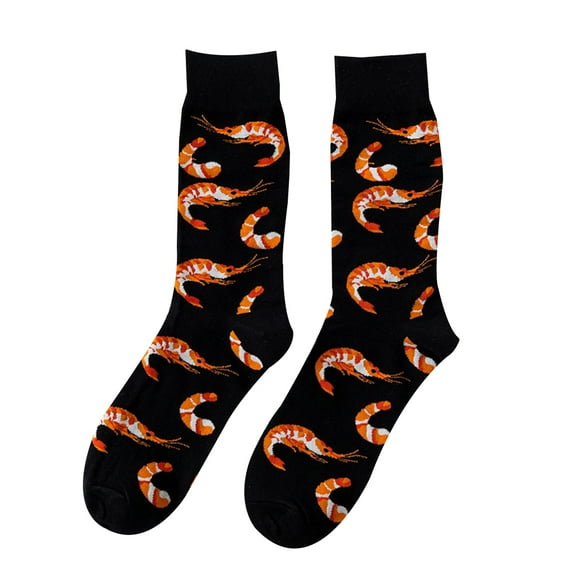 Youkk Men Personality Funny Socks Arctic Shrimp Oysters Squid Mussels Octopus Seafood Short Cotton Ankle Couple Premium Happy Socks black 1Set