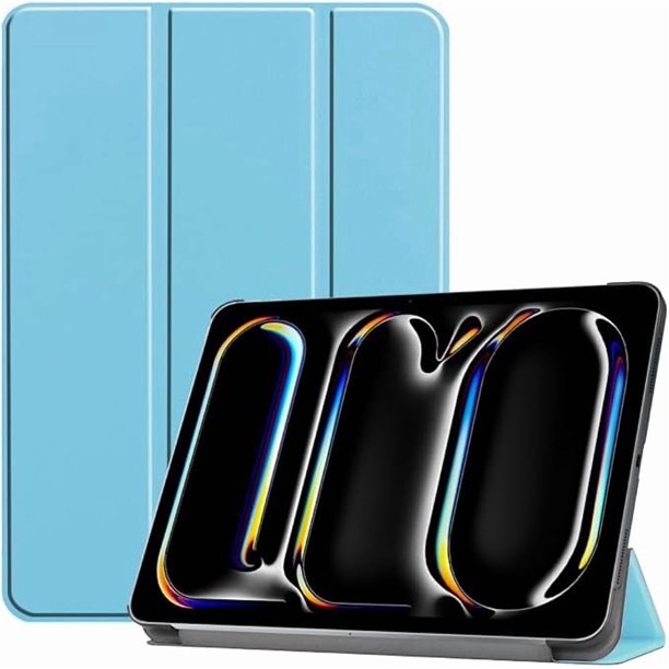 Funda Protectora de Cuero PU para iPad Pro 11" M4 2024 (5.ª Gen) con Soporte Magnético, Azul Cielo