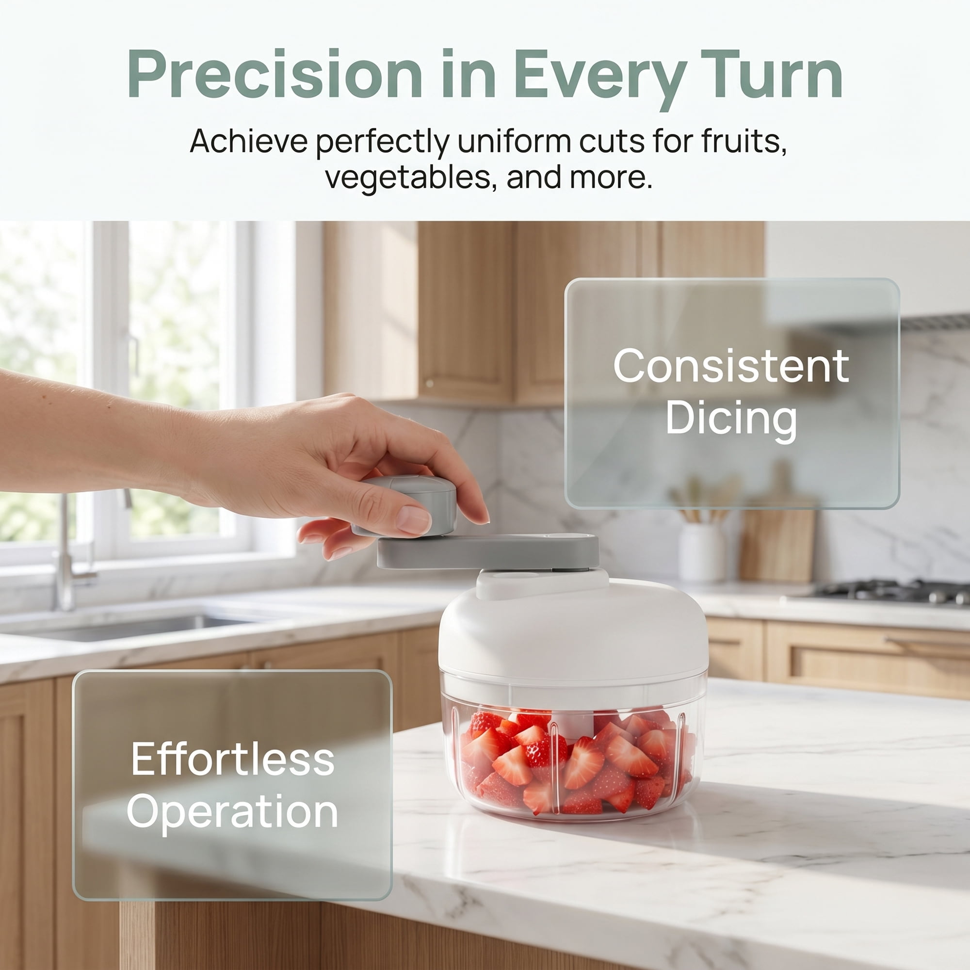 Unique Bargains Garlic Vegetable Chopper Food Processor Detachable Mini Grinder White-2