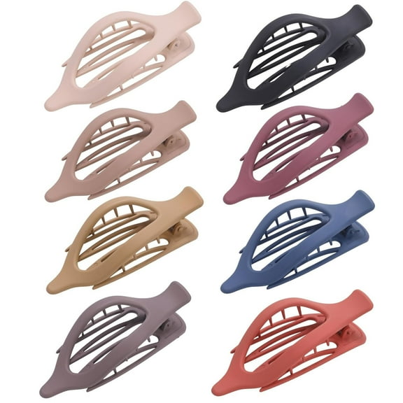 8 PCS Flat Claw Clips for Women Large Flat Hair Clips French Concord Hair Clips Strong Hold Hair Barrettes Hair Claws for Thick Thin Hair (8Color,4.7 Inch)
