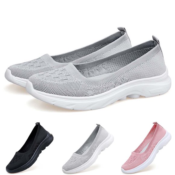 XEGLSBU Women's Wide Toe Box Flats Shoes Knit Ballet Flat Slip-on Dress Walking Comfort Shoes