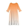 thumbnail image 4 of Abcomgle Girls Summer Dress Kids Casual A-Line 3/4 Sleeve Maxi Dress Gradient Crew Neck Sundresses Tiered Beach Dresses with Pockets,4-5 Years Orange, 4 of 5