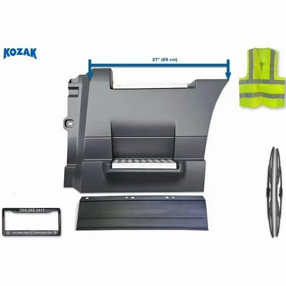 KOZAK Compatible with Volvo VNL 2018 Rear Step Side Fairing Panel Left w/ Rubber Stripe Driver Side 27" (65cm) w/ steps