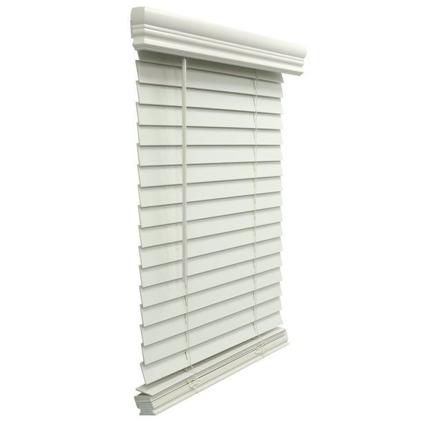 Cordless 2" Faux Wood Blinds, Horizontal Blinds Window Partial
