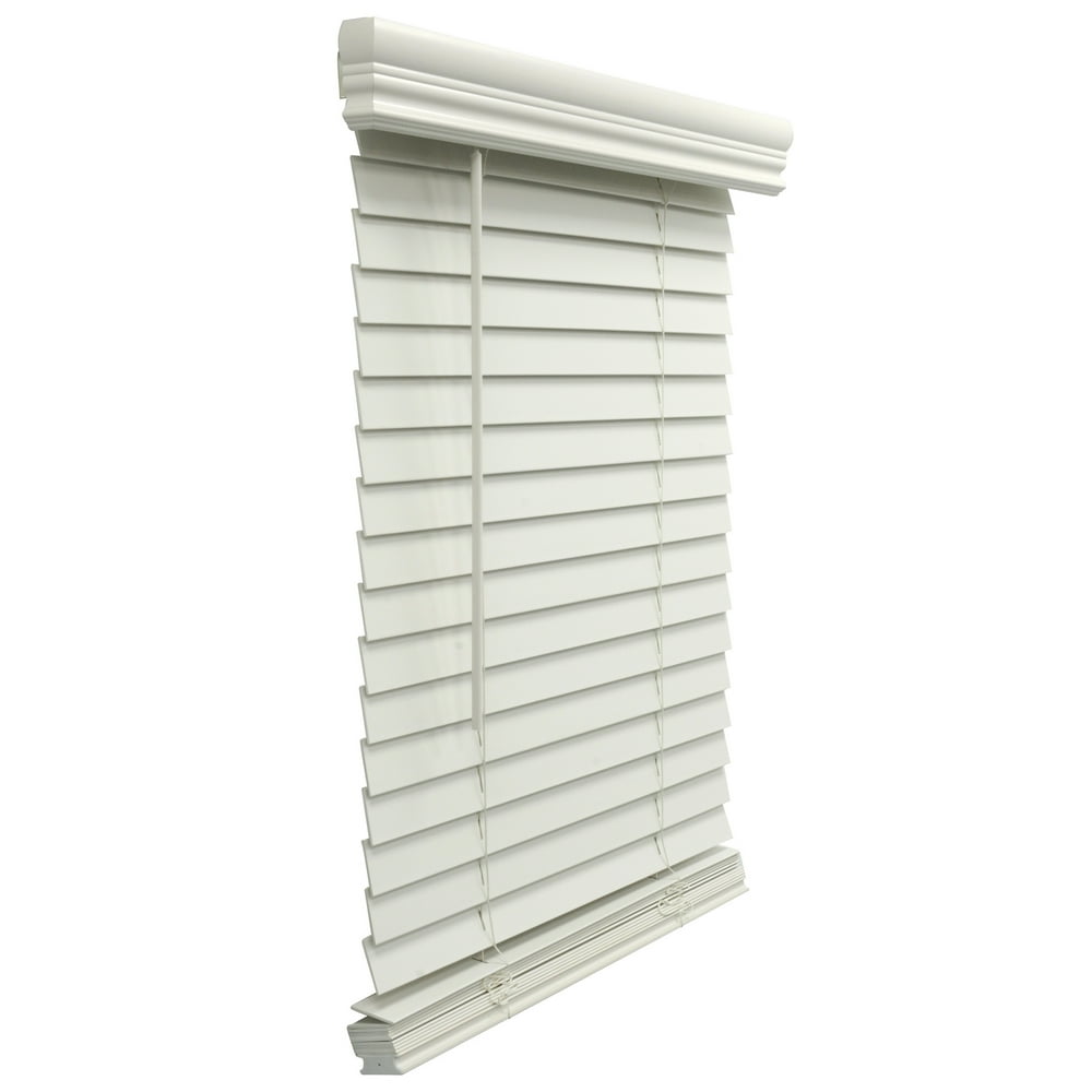 Cordless 2" Faux Wood Blinds, Venetian Horizontal Blinds Window Partial