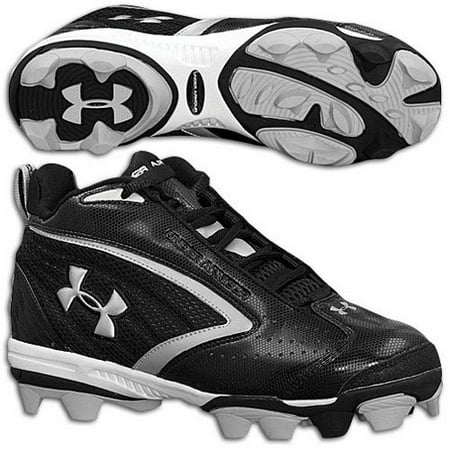 Under Armour Boy's Youth Leadoff II Low Football Shoe, Black/White, 11Y D US