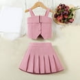 thumbnail image 3 of Toddler Girls Skirts Outfit Button Down Smocked Crop Tops Aline Pleated Skirts Party Dressy Casual Outfits Pink, 7 Y, 3 of 3