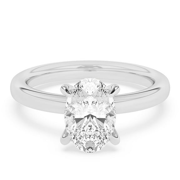 Viora Jewel 14K White Gold Plated Rings - 1.87 Ct Oval Cut Engagement Wedding Ring for Women - Solitaire with Accent Diamond - Lab-Created Simulated Diamond - Gorgeous Anniversary Ring for Women's