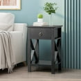 thumbnail image 6 of UBesGoo Set of 2 Night Stands for Bedroom Rustic Nightstand Bedside End Tables with Drawer Storage,Black, 6 of 12