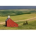 thumbnail image 2 of Jones, Adam 14x11 White Modern Wood Framed Museum Art Print Titled - Red barn in valley of rolling farm fields-Palouse agricultural region of western Idaho, 2 of 4