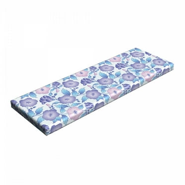 Garden Bench Pad, Exotic Flower Bouquet Pattern with Branches Blossoming Nature, HR Foam Cushion with Decorative Fabric Cover, 45" x 15" x 2", Pale Pink Pale Blue, by Ambesonne