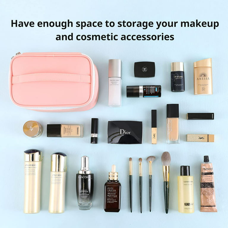 Makeup Bag Travel Cosmetic Bags for Women Girls Zipper Pouch Makeup  Organizer Waterproof Cute (Light Pink)
