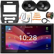 JVC KW-M595BT Double DIN Bluetooth USB AM/FM Digital Media Car Audio Stereo Receiver w/ Install Kit, 2x 6x8" 300W Max 2-Way Speakers, Wiring Harness, Antenna Adapter, Antenna, Wire, Pry Tool Set