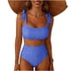 thumbnail image 4 of Trajes de baño para mujer, traje de baño de bikini de tirantes sin espalda de color liso para mujer, conjunto de bikini con bloques de color y hombros descubiertos, trajes de baño para mujer, trajes d, 4 of 6