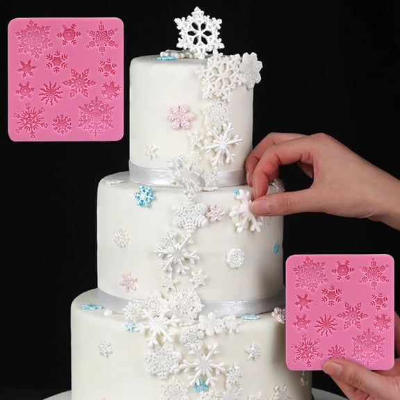 Snowflake Shape Silicone Fondant Cake Mold for Christmas Cake Decoration and Baking Tools