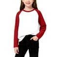 thumbnail image 1 of Cowsor T-Shirts Garçons Filles Décontractés Raglan Manches Longues Col Rond Bloc de Couleur Blouses Mignonnes Tops, 1 of 6