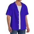 thumbnail image 4 of Easygdp Darkblue Men's Casual Short-sleeved Shirt with Pocket and Button Suitable for Beach Vacation Leisure - XX-Large, 4 of 7
