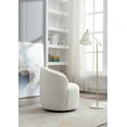 thumbnail image 3 of Swivel Barrel Chair, Modern Teddy Fabric Upholstered Accent Club Armchair with Metal Swivel Ring, Comfy Round Single Leisure Sofa Chair for Living Room Bedroom Office Coffee Shop, Ivory, 3 of 7