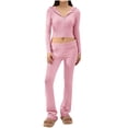 thumbnail image 2 of Cadancy Women Matching Set Fall Long Sleeve Knitted Cropped Zip Up Hoodies High Waisted Tight Pants Slim Fitted Sweatsuits Comfy Trendy 2 Piece Outfits 2025, 2 of 9