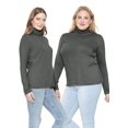 thumbnail image 2 of Stretch Is Comfort Women's Relaxed Long Sleeve Turtleneck Top Charcoal Gray Small, 2 of 7