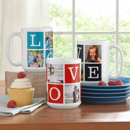 Personalized Love Photo Collage 15 oz Coffee Mug-Available in 3 Colors