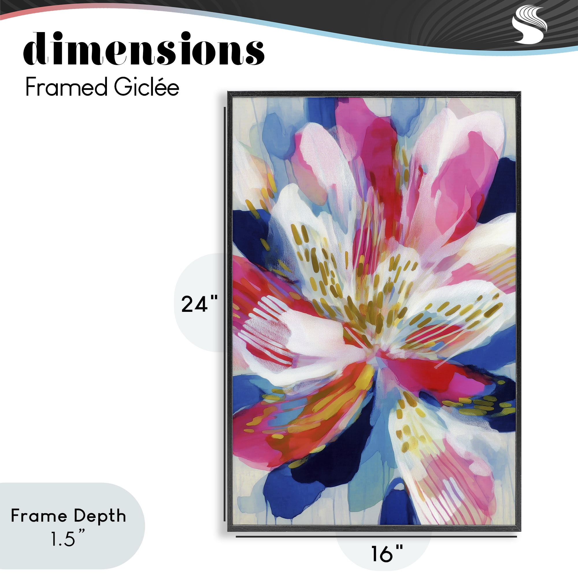 Stupell Industries Lily In Pink & Blue Black Framed Giclee Art, design by Chromatic Storm Studio