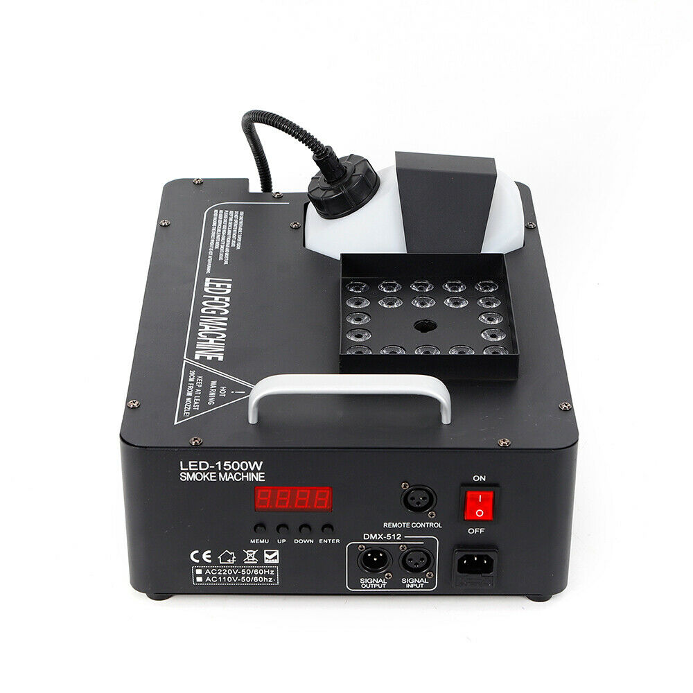 Anqidi 1500W Smoke Fog Machine RGB 3 in1 24 LED DMX Vertical Spray Stage Light Fogger w/Wireless Remote for Disco Wedding Party