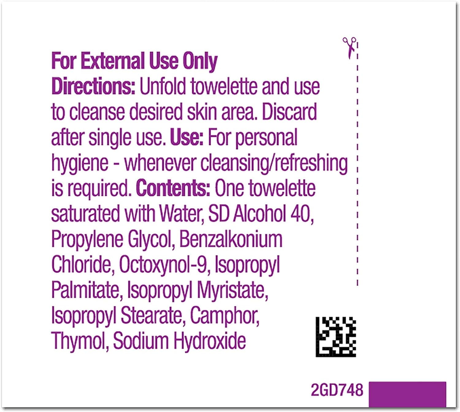 Hygea Obstetrical Towelettes - BZK, Ethyl Alcohol, Chlorothymol & Refreshing Scent Disposables Wipes -Individual Packet for Powerful Cleansing - Personal & Hospital Use - 100 Wipes - Pack of 2